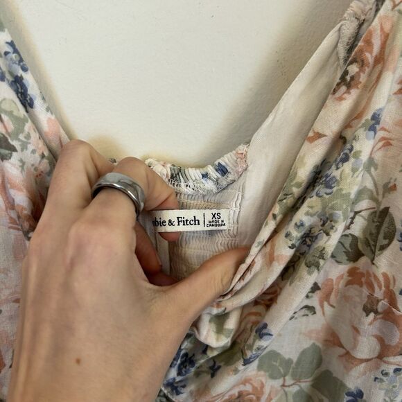 Abercrombie & Fitch Mini Dress Womens Cream Multicolor Floral Cottagecore XS - Picture 3 of 7